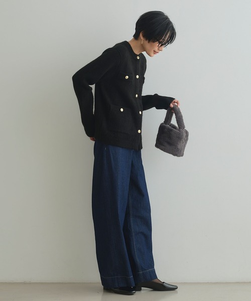 CROSS FUNCTION（クロスファンクション）の「《抗菌防臭》サマ美え 金釦ニットジャケット【CROSS FUNCTION/クロスファンクション】（カーディガン/ボレロ・レディース・ブラック/チャコールグレー・L/M/LL）」の10枚目の写真