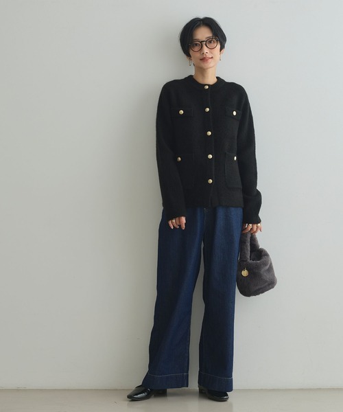 CROSS FUNCTION（クロスファンクション）の「《抗菌防臭》サマ美え 金釦ニットジャケット【CROSS FUNCTION/クロスファンクション】（カーディガン/ボレロ・レディース・ブラック/チャコールグレー・L/M/LL）」の11枚目の写真