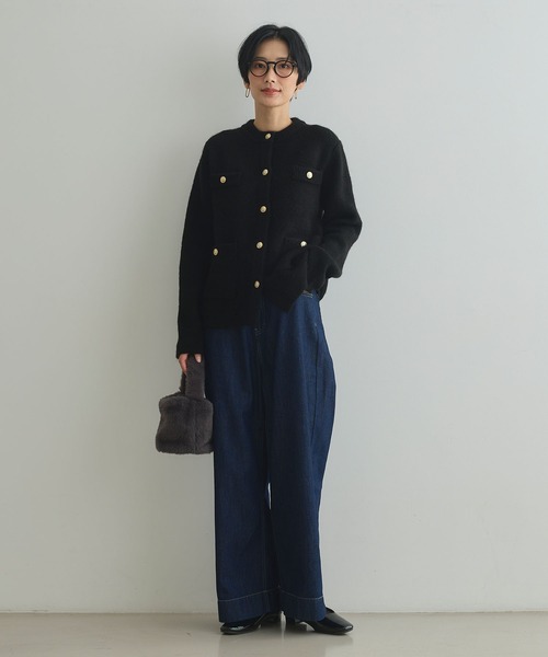 CROSS FUNCTION（クロスファンクション）の「《抗菌防臭》サマ美え 金釦ニットジャケット【CROSS FUNCTION/クロスファンクション】（カーディガン/ボレロ・レディース・ブラック/チャコールグレー・L/M/LL）」の12枚目の写真