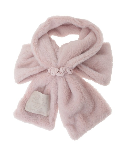 【Maison de FLEUR】パールリボン付きファーティペット(ピンク) パールリボン付きファーティペット（マフラー）｜Maison de FLEUR
