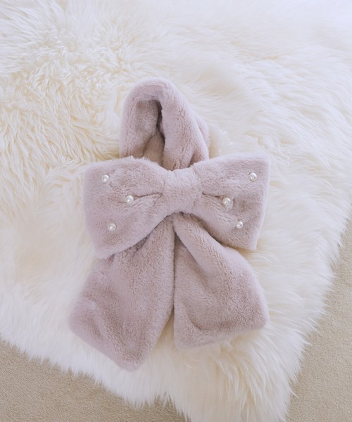 Maison de FLEUR パールリボン付きファーティペット パールリボン付きファーティペット（マフラー）｜Maison de FLEUR