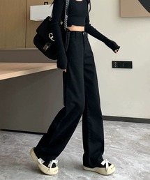 ストレートワイドデニムパンツ / フルレングス ゆるシルエット ジーンズ