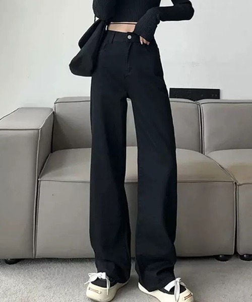 lulufa(ルルファ)の「ストレートワイドデニムパンツ / フルレングス ゆるシルエット ジーンズ(デニムパンツ・レディース・ブラウン/ブラック/ブルー/ネイビー・MEDIUM/LARGE)」の6枚目の写真