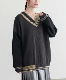 チルデンニット切替裏起毛プルオーバー