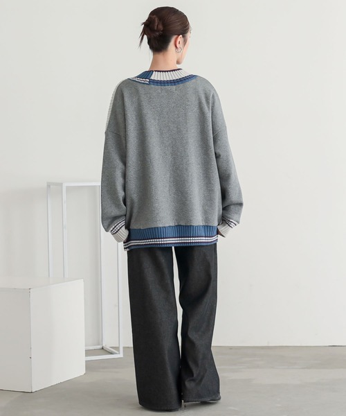 n'OrLABEL(ノアールレーベル)の「チルデンニット切替裏起毛プルオーバー(ニット/セーター・レディース・ブラック/杢グレー・FREE)」の19枚目の写真