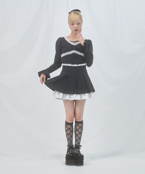 FickleBebe(フィクルベベ)の「レイヤードプリーツスカート(スカート・レディース・ブラック/グレー・0/1)」の4枚目の写真