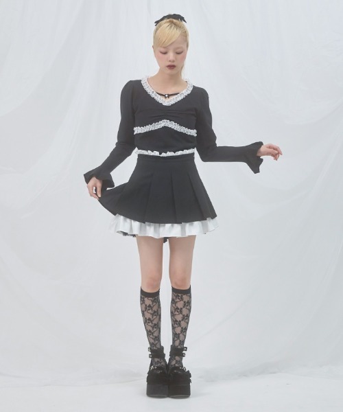 FickleBebe(フィクルベベ)の「レイヤードプリーツスカート(スカート・レディース・ブラック/グレー・0/1)」の5枚目の写真