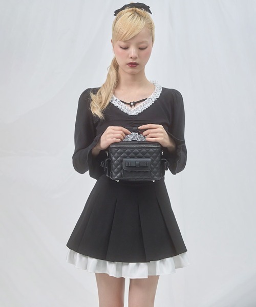 FickleBebe(フィクルベベ)の「レイヤードプリーツスカート(スカート・レディース・ブラック/グレー・0/1)」の6枚目の写真