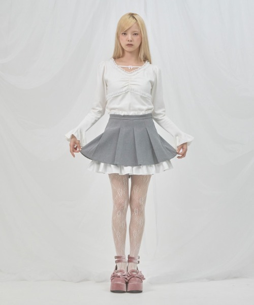 FickleBebe(フィクルベベ)の「レイヤードプリーツスカート(スカート・レディース・ブラック/グレー・0/1)」の8枚目の写真