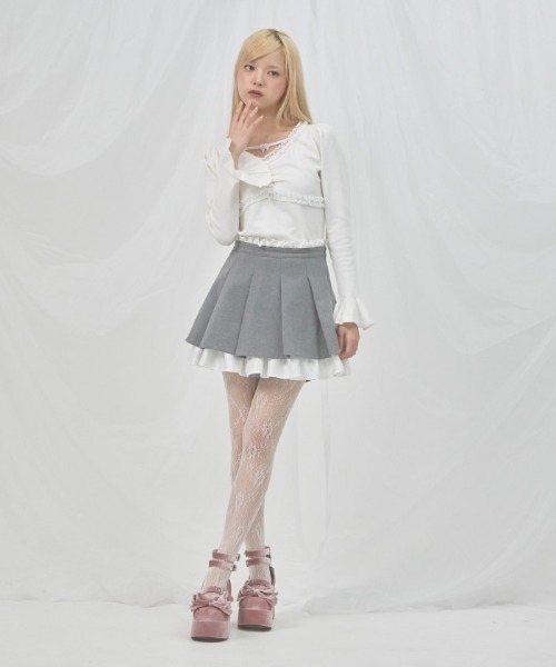 FickleBebe(フィクルベベ)の「レイヤードプリーツスカート(スカート・レディース・ブラック/グレー・0/1)」の9枚目の写真