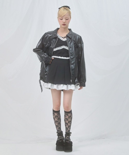 FickleBebe(フィクルベベ)の「レイヤードプリーツスカート(スカート・レディース・ブラック/グレー・0/1)」の10枚目の写真