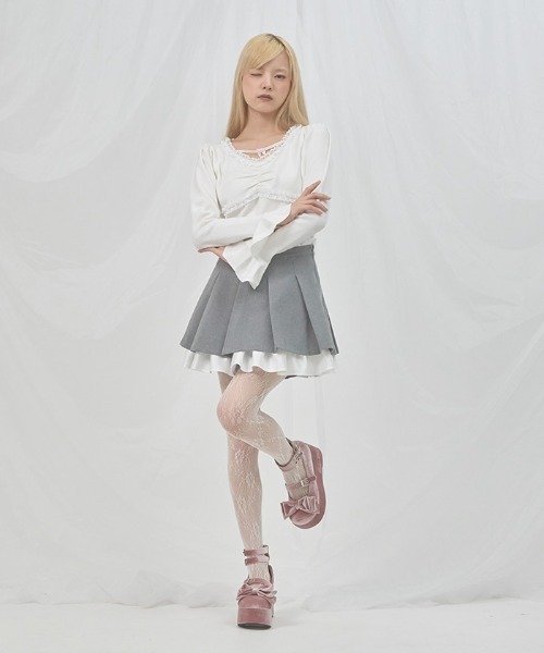 FickleBebe(フィクルベベ)の「レイヤードプリーツスカート(スカート・レディース・ブラック/グレー・0/1)」の13枚目の写真