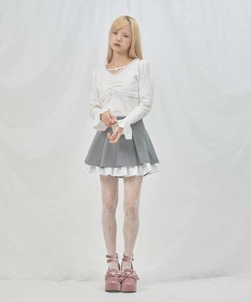 FickleBebe(フィクルベベ)の「レイヤードプリーツスカート(スカート・レディース・ブラック/グレー・0/1)」の14枚目の写真