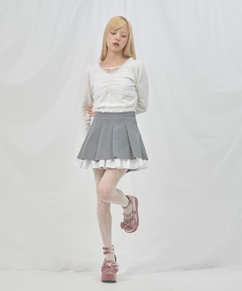 FickleBebe(フィクルベベ)の「レイヤードプリーツスカート(スカート・レディース・ブラック/グレー・0/1)」の15枚目の写真