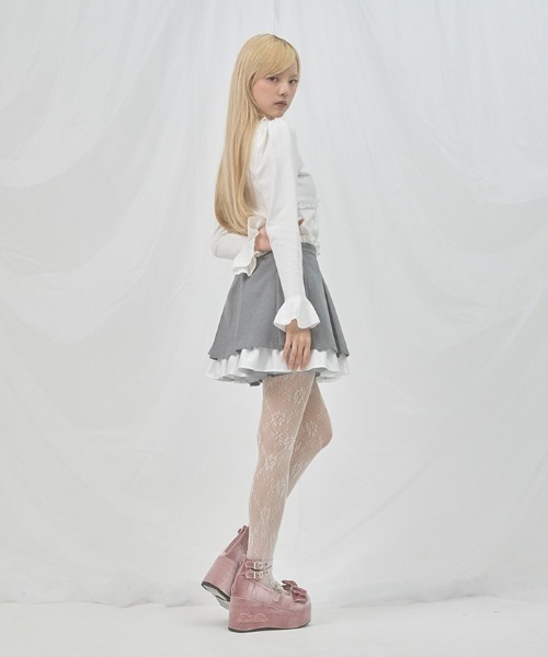 FickleBebe(フィクルベベ)の「レイヤードプリーツスカート(スカート・レディース・ブラック/グレー・0/1)」の16枚目の写真