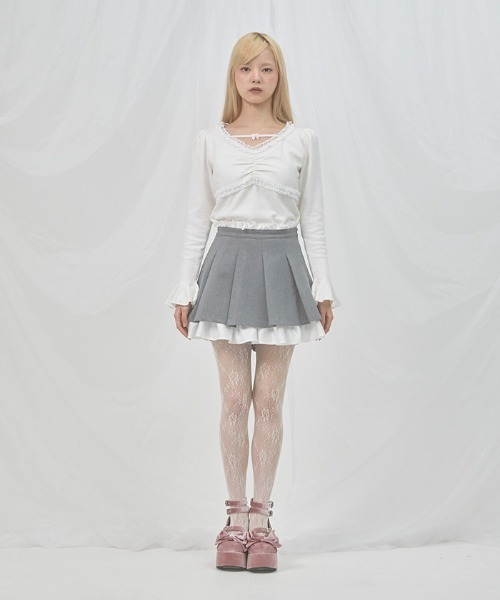 FickleBebe(フィクルベベ)の「レイヤードプリーツスカート(スカート・レディース・ブラック/グレー・0/1)」の19枚目の写真