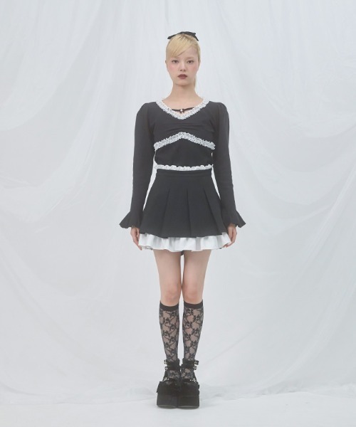 FickleBebe(フィクルベベ)の「レイヤードプリーツスカート(スカート・レディース・ブラック/グレー・0/1)」の20枚目の写真