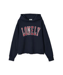 LONELY/LOVELY FLUFF CUT OFF HOODIE NAVY