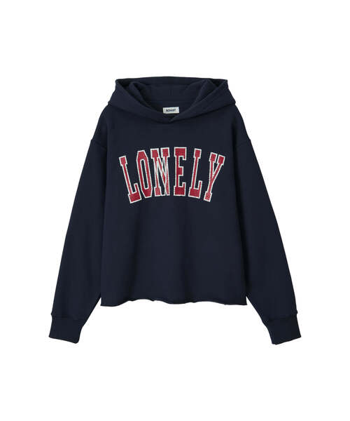 NOHANT(ノアン)の「LONELY/LOVELY FLUFF CUT OFF HOODIE NAVY(パーカー・メンズ・ネイビー・SMALL/MEDIUM/LARGE)」の1枚目の写真