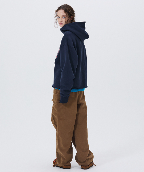 NOHANT(ノアン)の「LONELY/LOVELY FLUFF CUT OFF HOODIE NAVY(パーカー・メンズ・ネイビー・SMALL/MEDIUM/LARGE)」の6枚目の写真
