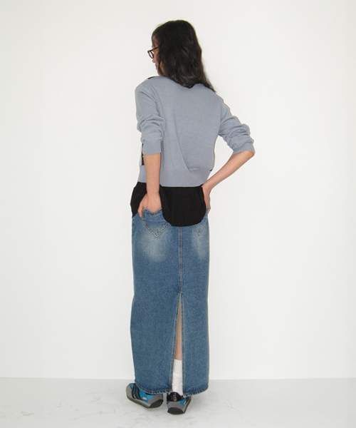 RONRON(ロンロン)の「DOT STRIPE MIX KNIT CARDIGAN SOFT BLUE(カーディガン/ボレロ・レディース・その他・FREE)」の3枚目の写真