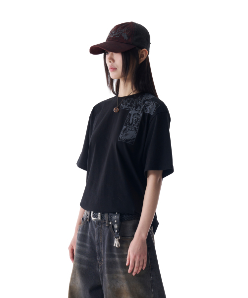 AAKAM（アーカム）の「CROS2 Printed Half Top (Black)（Tシャツ/カットソー・レディース・その他・1/2）」の4枚目の写真