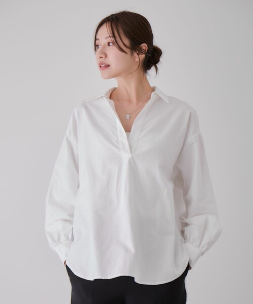 Jayro（ジャイロ）の「オックススキッパーブラウス（シャツ/ブラウス・レディース・ホワイト/サックスブルー・M）」の4枚目の写真