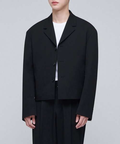 MUSINSA STANDARD（ムシンサスタンダード）の「特大クロップドブレザー[ブラック]（テーラードジャケット・メンズ・その他・MEDIUM/LARGE/X-LARGE/XX-LARGE）」の2枚目の写真
