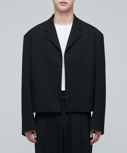 MUSINSA STANDARD（ムシンサスタンダード）の「特大クロップドブレザー[ブラック]（テーラードジャケット・メンズ・その他・MEDIUM/LARGE/X-LARGE/XX-LARGE）」の3枚目の写真