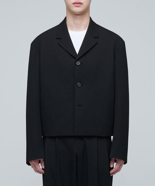 MUSINSA STANDARD（ムシンサスタンダード）の「特大クロップドブレザー[ブラック]（テーラードジャケット・メンズ・その他・MEDIUM/LARGE/X-LARGE/XX-LARGE）」の4枚目の写真