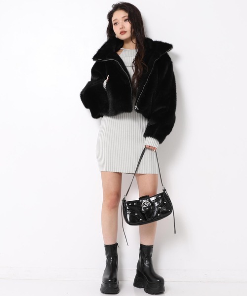 ANAP（アナップ）の「ハイネック フェイク ファー ブルゾン（ブルゾン・レディース・ピンク/グレー/ブラック・F）」の17枚目の写真