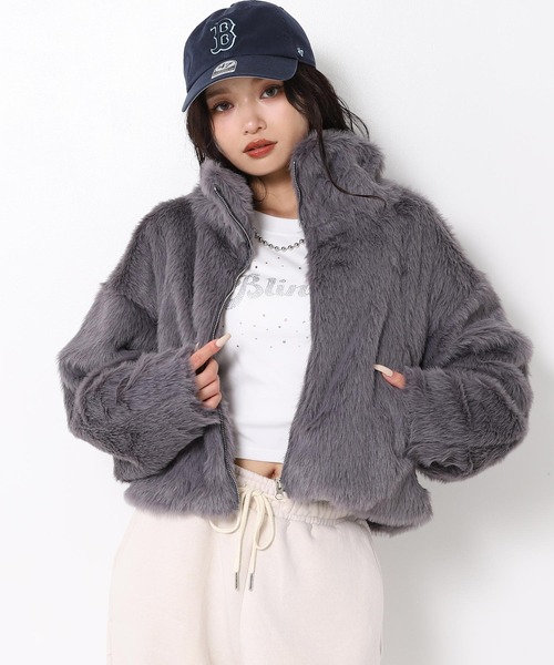 ANAP（アナップ）の「ハイネック フェイク ファー ブルゾン（ブルゾン・レディース・ピンク/グレー/ブラック・F）」の9枚目の写真