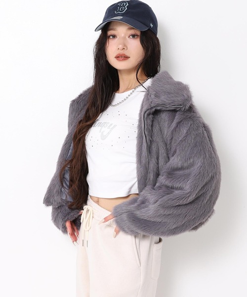 ANAP（アナップ）の「ハイネック フェイク ファー ブルゾン（ブルゾン・レディース・ピンク/グレー/ブラック・F）」の10枚目の写真