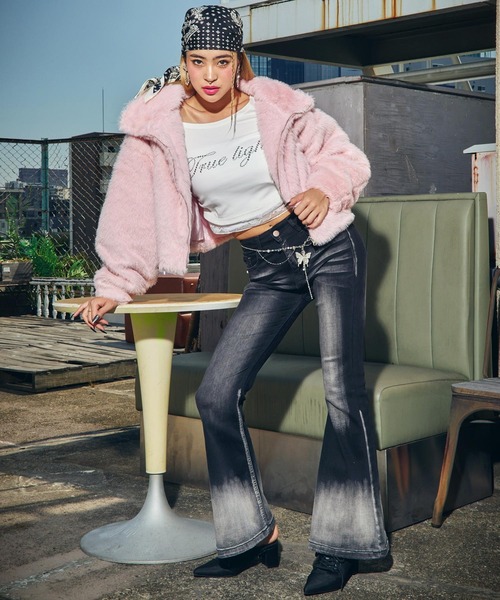 ANAP（アナップ）の「ハイネック フェイク ファー ブルゾン（ブルゾン・レディース・ピンク/グレー/ブラック・F）」の14枚目の写真