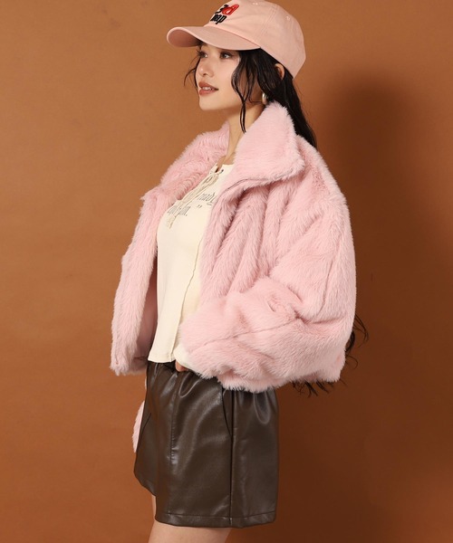ANAP（アナップ）の「ハイネック フェイク ファー ブルゾン（ブルゾン・レディース・ピンク/グレー/ブラック・F）」の5枚目の写真