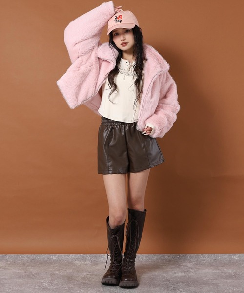 ANAP（アナップ）の「ハイネック フェイク ファー ブルゾン（ブルゾン・レディース・ピンク/グレー/ブラック・F）」の7枚目の写真