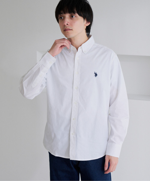 U.S. POLO ASSN.(ユーエスポロアッスン)の「【U.S. POLO ASSN.】ワンポイント ブロード 長袖 ボタンダウンシャツ(シャツ/ブラウス・メンズ・ホワイト/インディゴブルー/ネイビー/ブラック・L/M)」の1枚目の写真