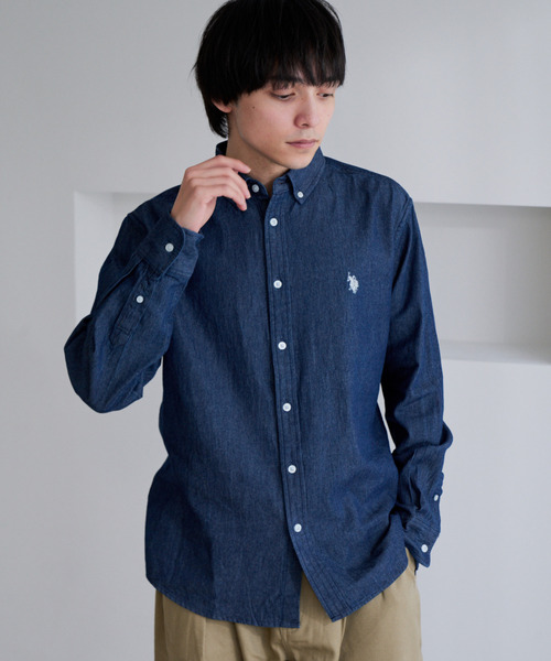 U.S. POLO ASSN.(ユーエスポロアッスン)の「【U.S. POLO ASSN.】ワンポイント ブロード 長袖 ボタンダウンシャツ(シャツ/ブラウス・メンズ・ホワイト/インディゴブルー/ネイビー/ブラック・L/M)」の4枚目の写真