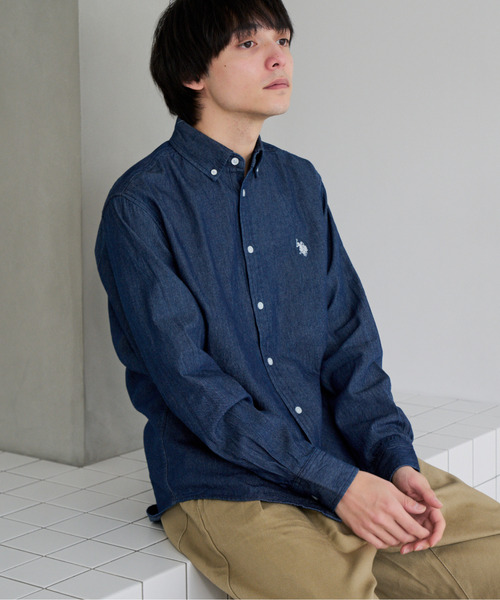 U.S. POLO ASSN.(ユーエスポロアッスン)の「【U.S. POLO ASSN.】ワンポイント ブロード 長袖 ボタンダウンシャツ(シャツ/ブラウス・メンズ・ホワイト/インディゴブルー/ネイビー/ブラック・L/M)」の14枚目の写真
