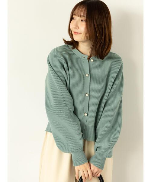 Te chichi TERRASSE（テチチテラス）の「無撚糸パール釦カーディガン（カーディガン/ボレロ・レディース・レッド/ブラック/ブルー/オフホワイト・F）」の4枚目の写真