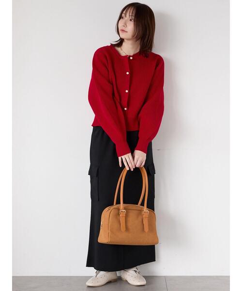 Te chichi TERRASSE（テチチテラス）の「無撚糸パール釦カーディガン（カーディガン/ボレロ・レディース・レッド/ブラック/ブルー/オフホワイト・F）」の19枚目の写真