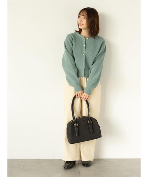 Te chichi TERRASSE（テチチテラス）の「無撚糸パール釦カーディガン（カーディガン/ボレロ・レディース・レッド/ブラック/ブルー/オフホワイト・F）」の5枚目の写真