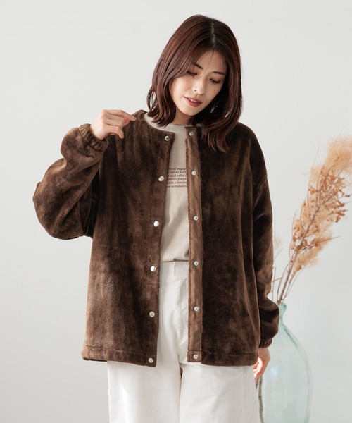 FOUND GOOD（ファウンドグッド）の「ノーカラーファーブルゾン（ブルゾン・レディース・ベージュ/グレー系8/ブラウン系5・S/M/L）」の10枚目の写真