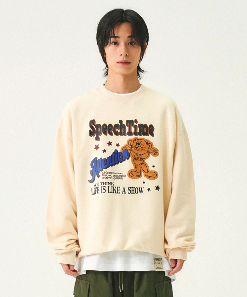 GRAVER（グレーバー）の「[ユニセックス]SPEECH-TIME スウェット_クリーム（スウェット・レディース・クリーム・SMALL/MEDIUM/LARGE/X-LARGE）」の2枚目の写真