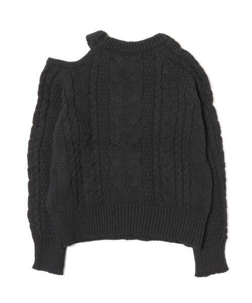 STYLEBLOCK（スタイルブロック）の「オープンショルダーケーブルニット（ニット/セーター・レディース・グレー/ベージュ系その他/ブラック・FREE）」の4枚目の写真