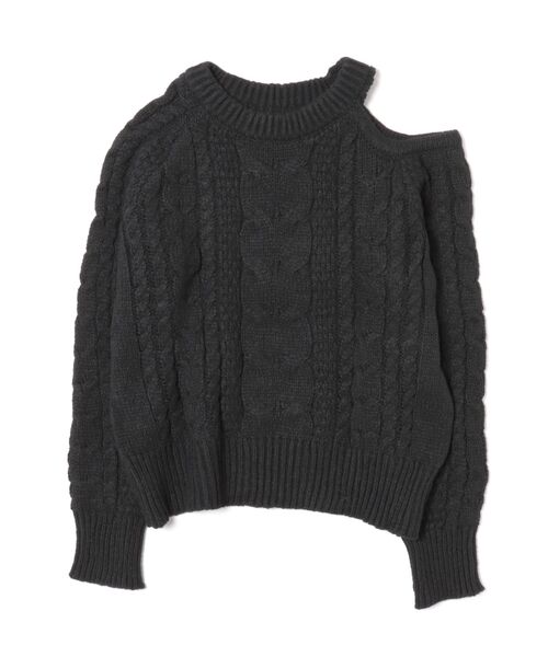 STYLEBLOCK（スタイルブロック）の「オープンショルダーケーブルニット（ニット/セーター・レディース・グレー/ベージュ系その他/ブラック・FREE）」の7枚目の写真