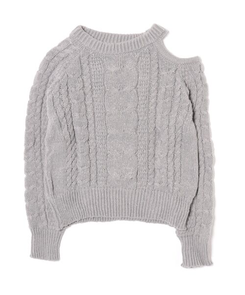 STYLEBLOCK（スタイルブロック）の「オープンショルダーケーブルニット（ニット/セーター・レディース・グレー/ベージュ系その他/ブラック・FREE）」の6枚目の写真