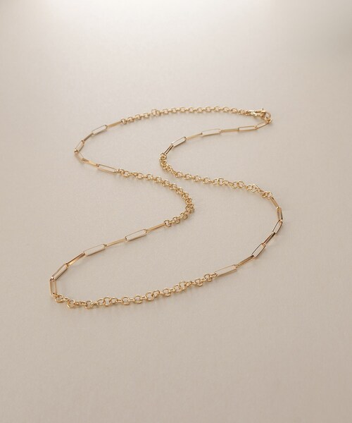 K18リボンケーブル×ラウンドチェーン ネックレス（ネックレス