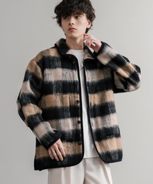 Audience（オーディエンス）の「Upscape Audience アップスケープオーディエンス 日本製 国産 ECOLANAシャギーチェックスタンドオーバージャケット AUD7340（ブルゾン）」