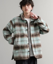 Audience（オーディエンス）の「Upscape Audience アップスケープオーディエンス 日本製 国産 ECOLANAシャギーチェックスタンドオーバージャケット AUD7340（ブルゾン）」